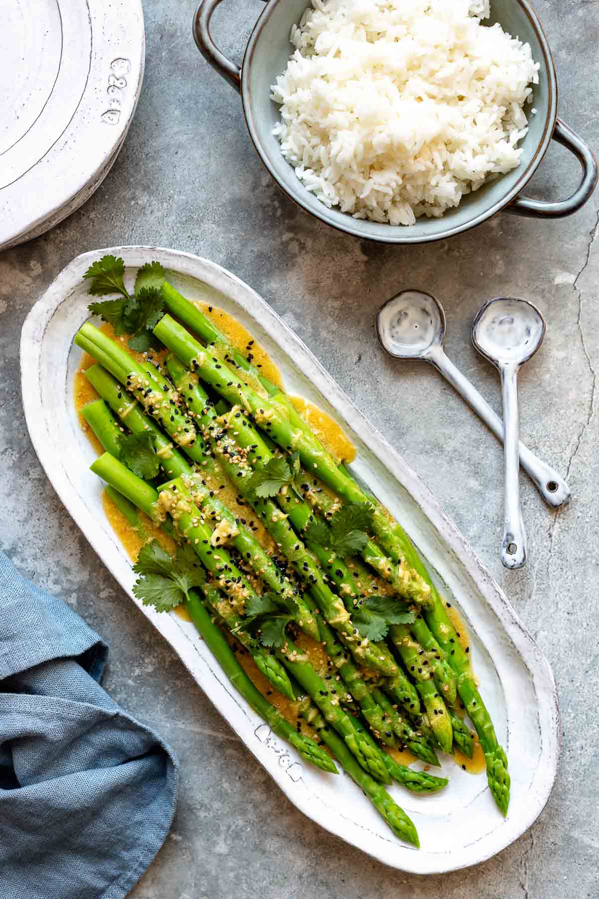 Japanese Style Asparagus with Miso-Ginger Dressing 