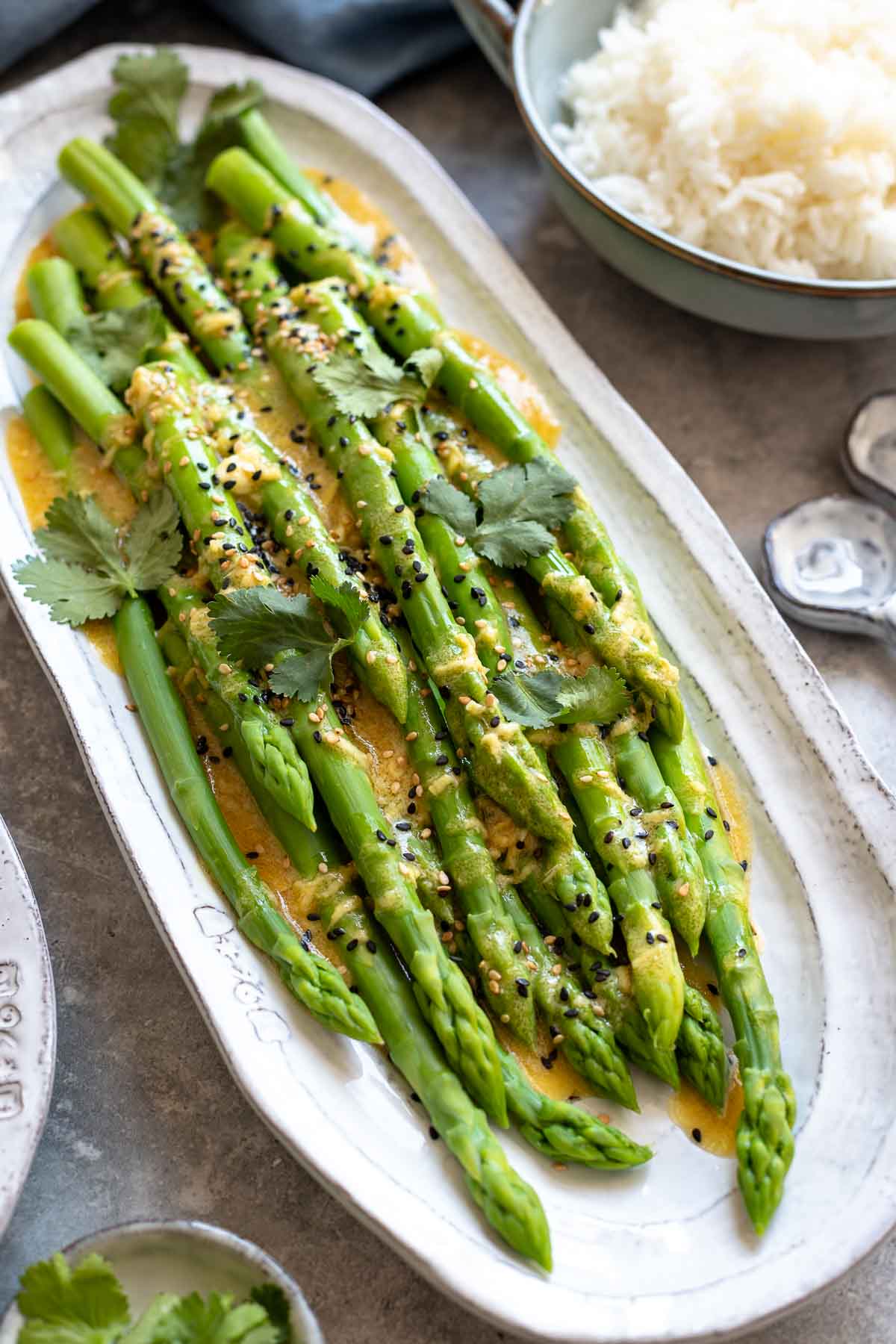 Japanese Style Asparagus with Miso-Ginger Dressing 