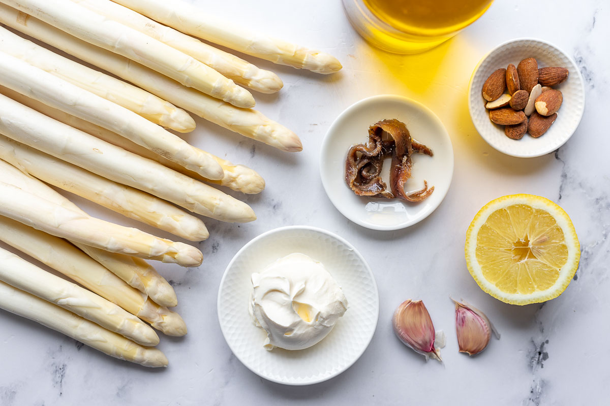 Ingredients for Asparagus with Bagna Càuda Sauce