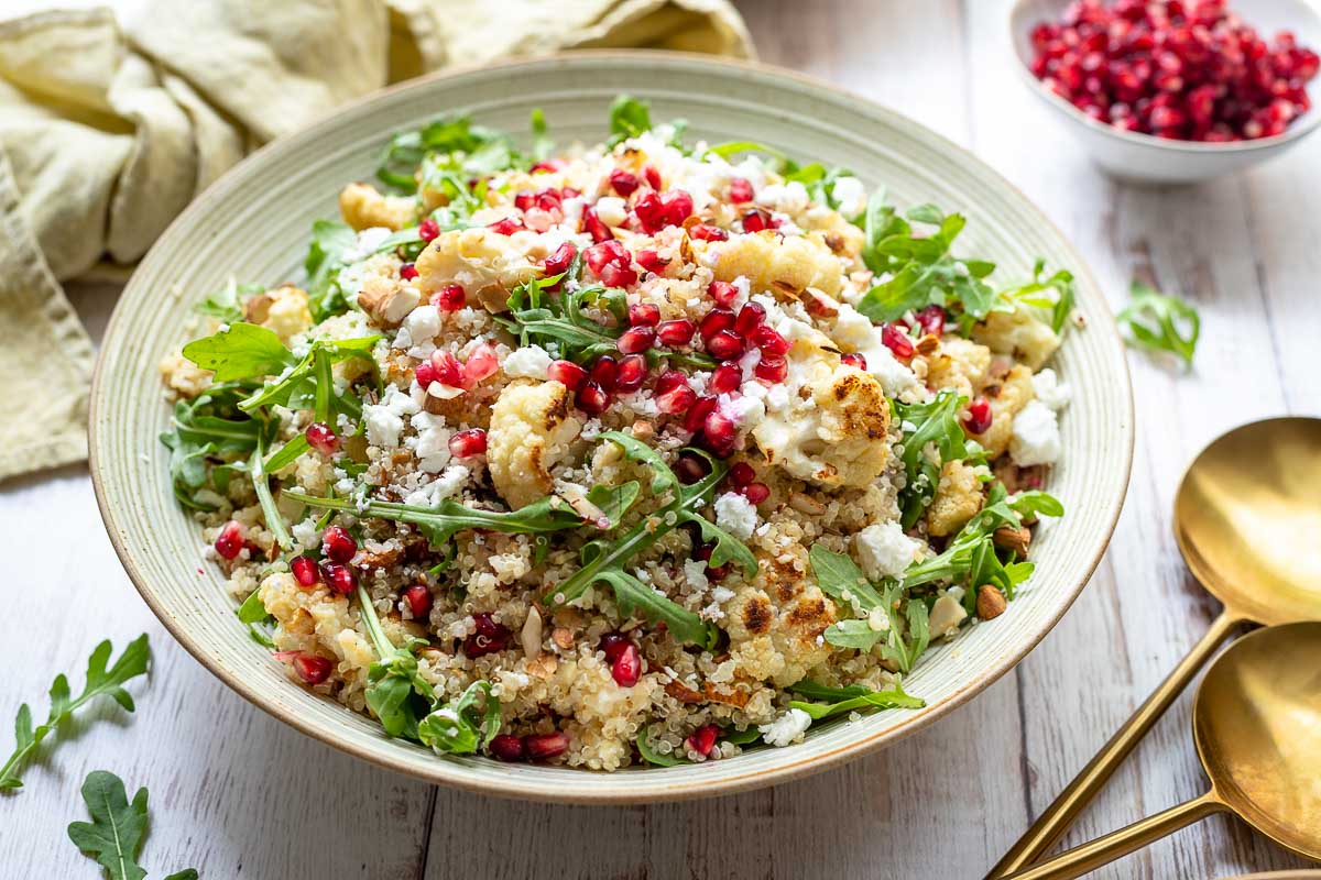 Roasted Cauliflower Quinoa Salad, Feta and Almonds