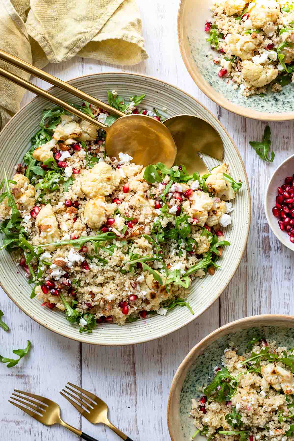 Roasted Cauliflower Salad with Quinoa, Feta and Almonds