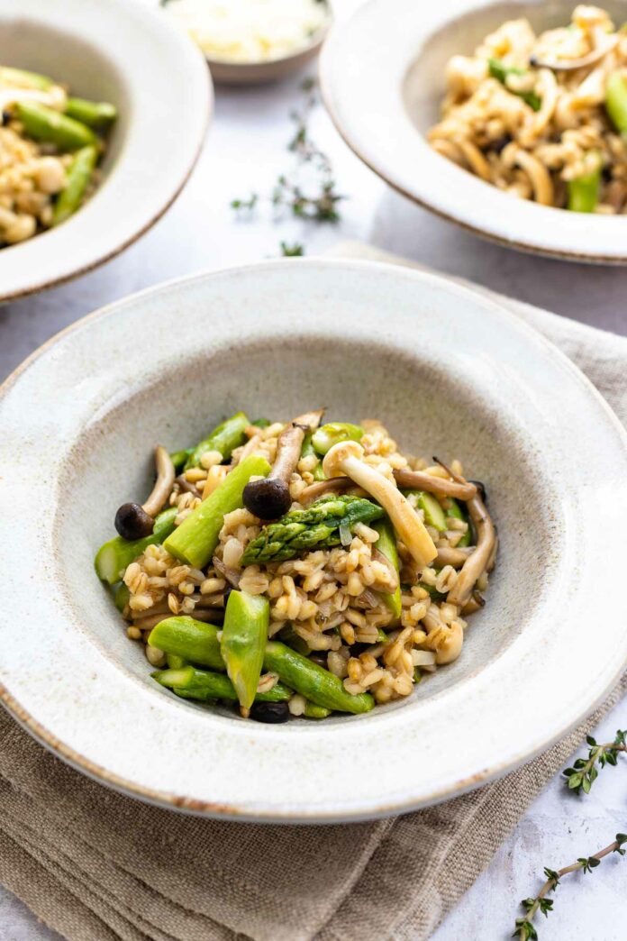 Pearl Barley Risotto with Mushrooms & Asparagus | Elle Republic