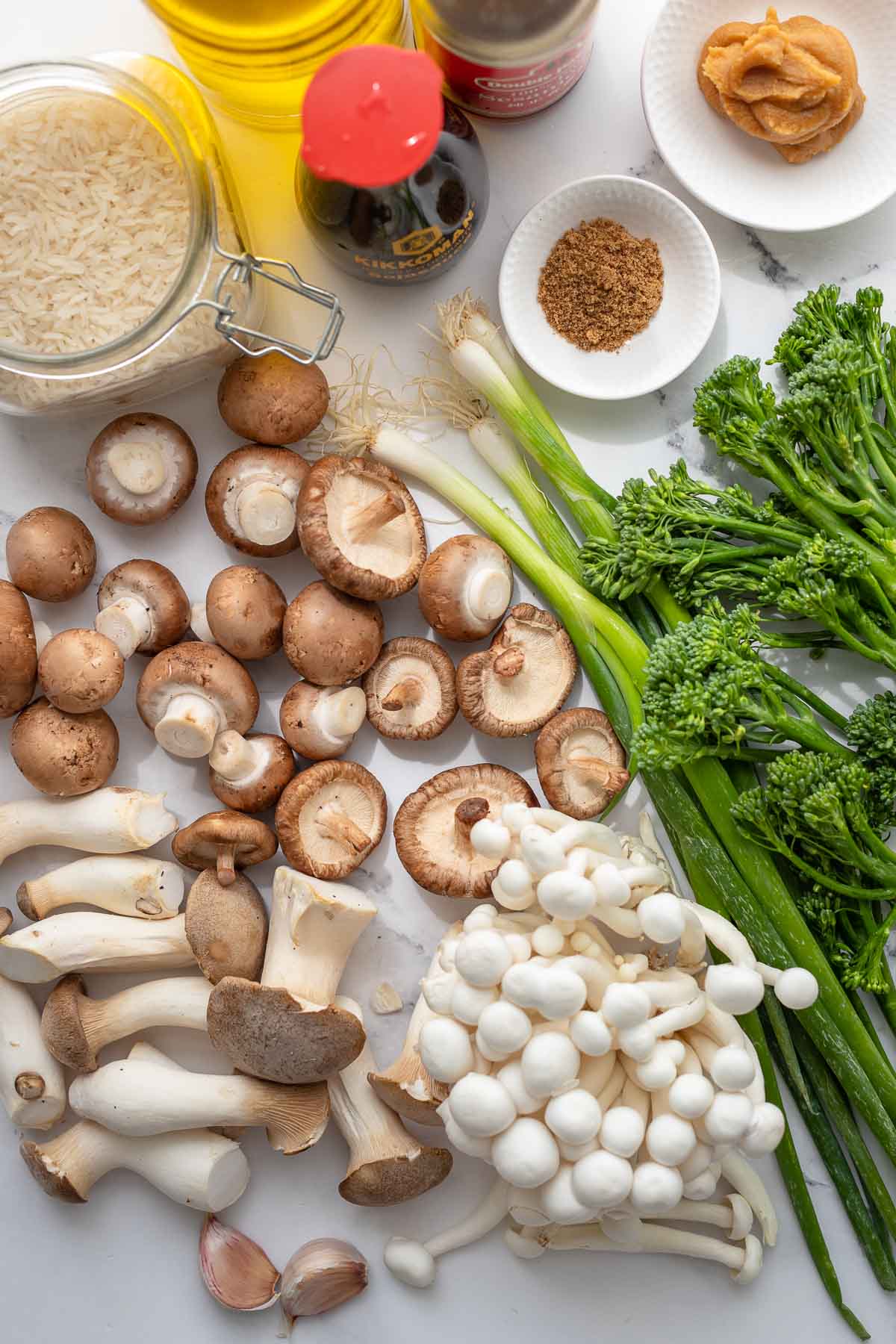 Ingredients for Roasted Miso Mushrooms 