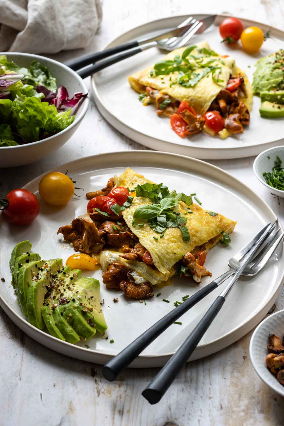 Mushroom Omelette with Tomato & Goat's Cheese