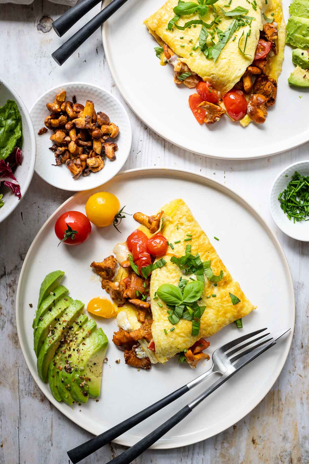 Mushroom Omelette with Tomato & Goat's Cheese