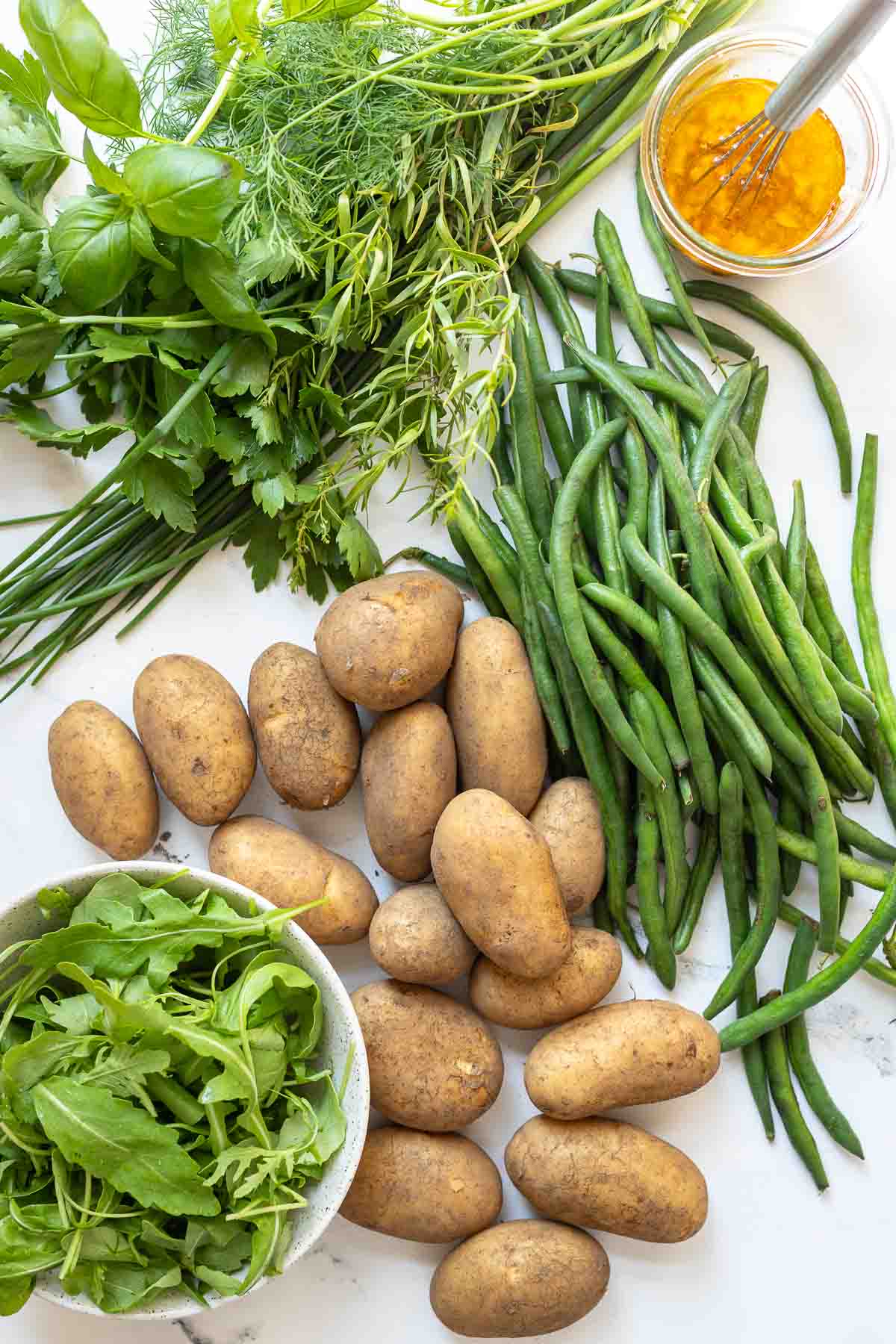 Zutaten für Grüner Bohnen Kräuter Kartoffelsalat