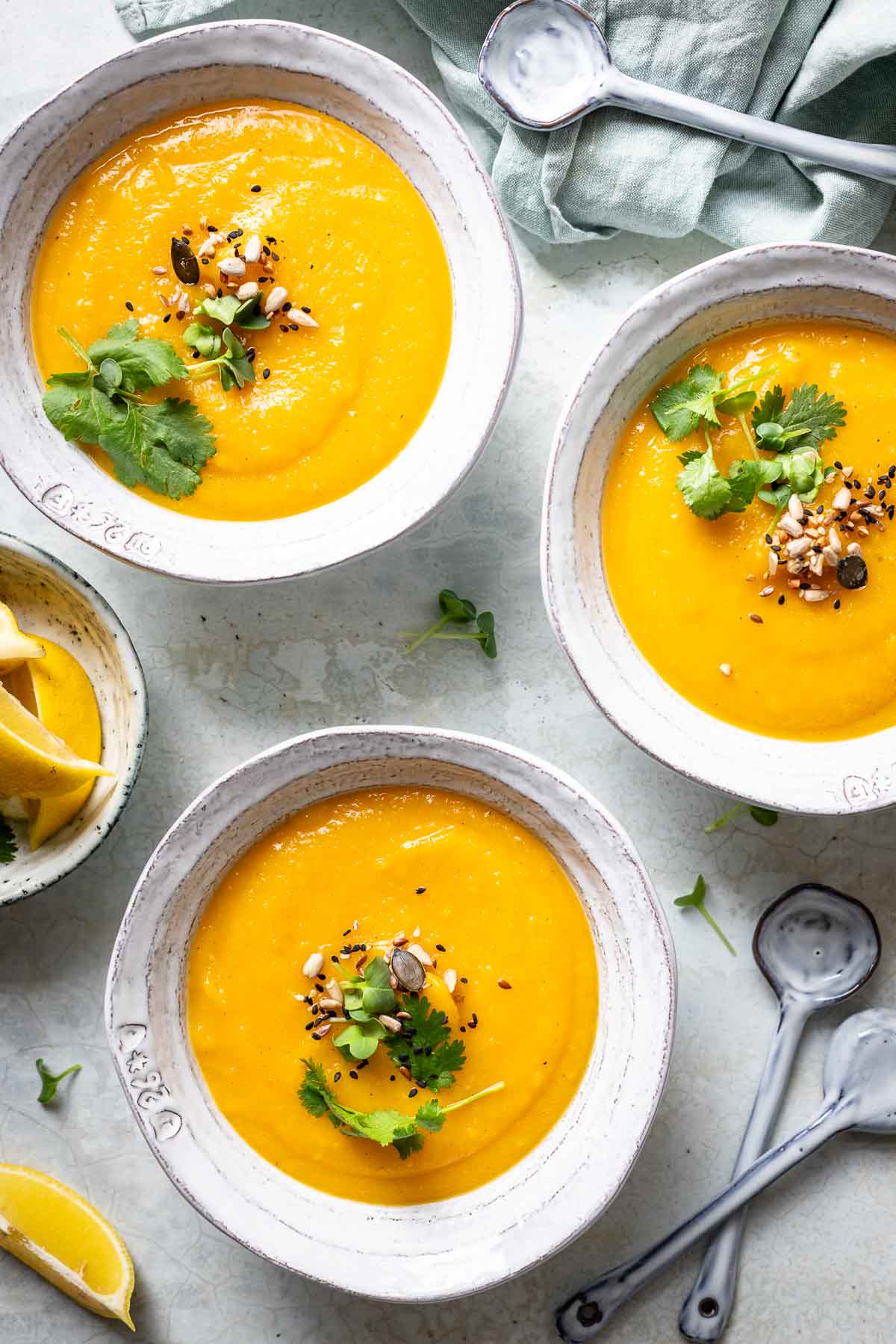 Butternut Squash Soup with Pear, Miso & Ginger (Vegan)