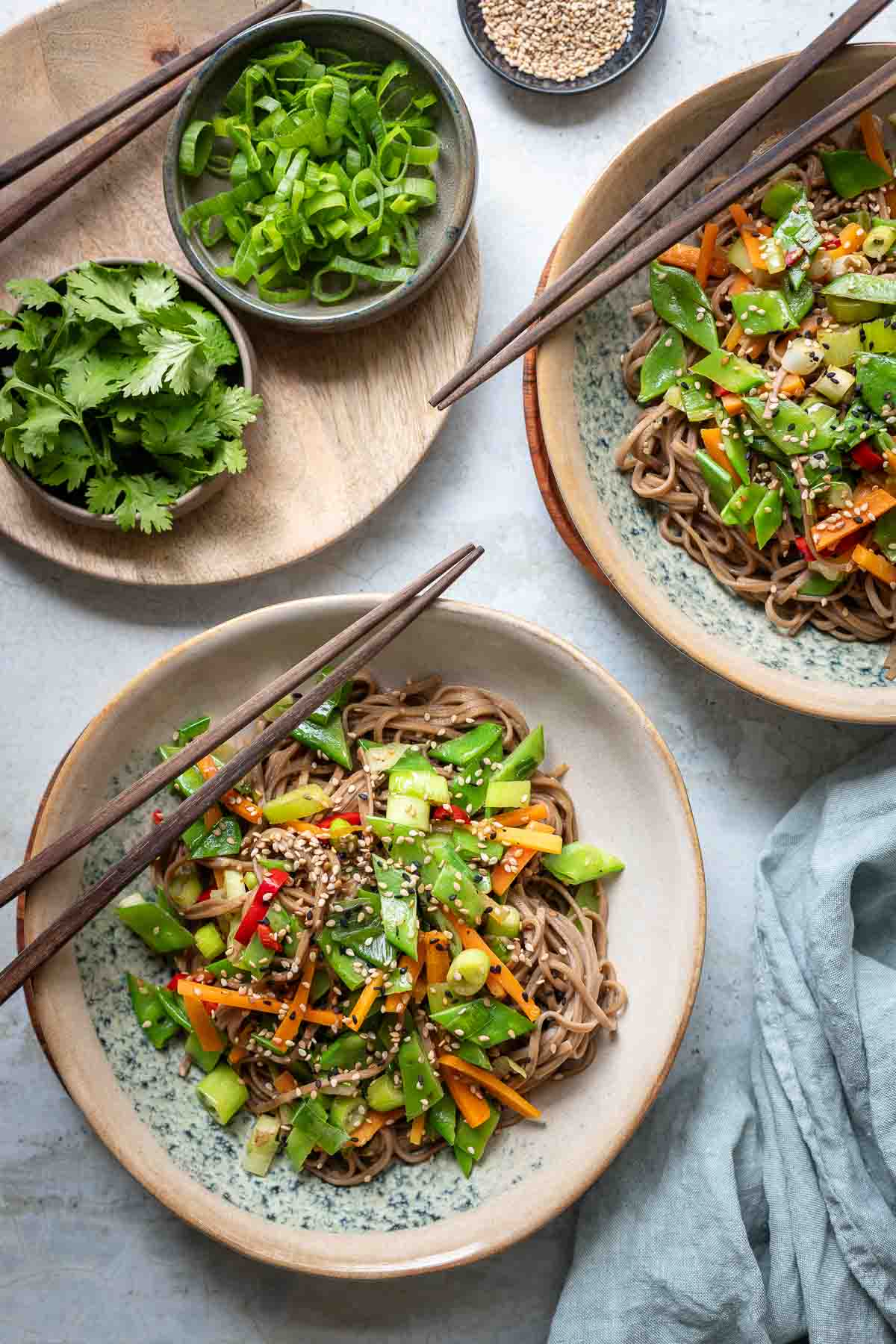 Miso Soba Noodles with Stir-Fried Vegetables 