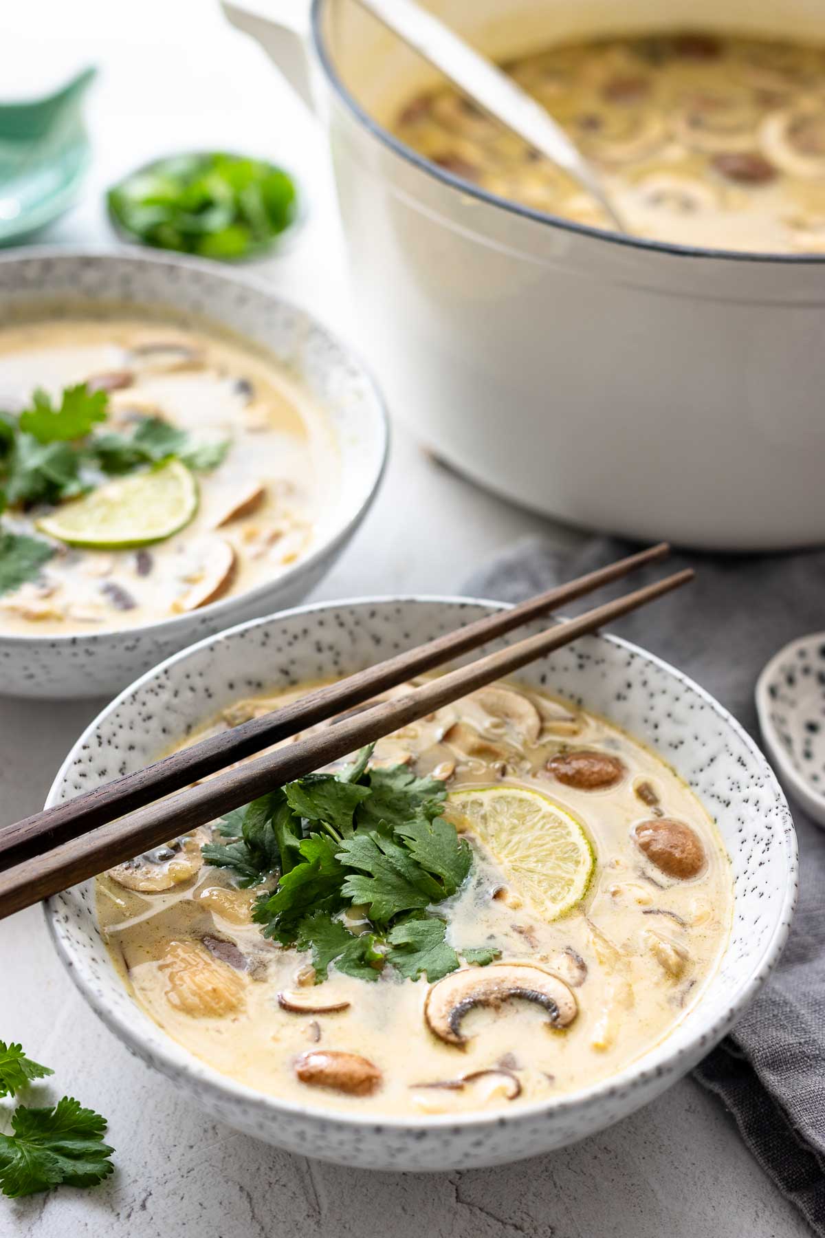 Vegan Thai Soup with Tofu and Mushrooms