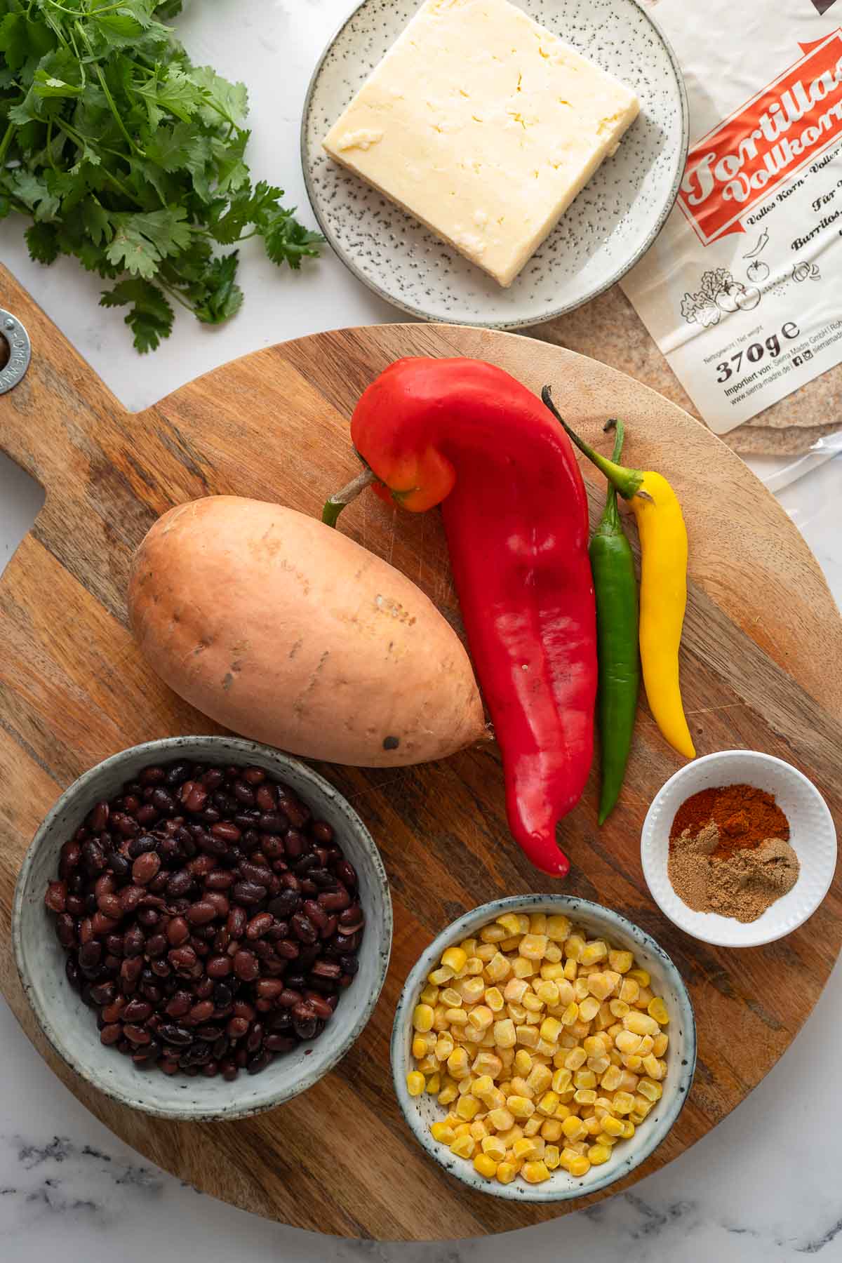 Zutaten für Gemüse-Quesadillas