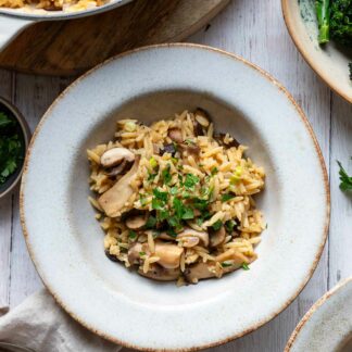 Orzo-Nudel-Pfanne mit Pilzen (One-Pot Rezept)