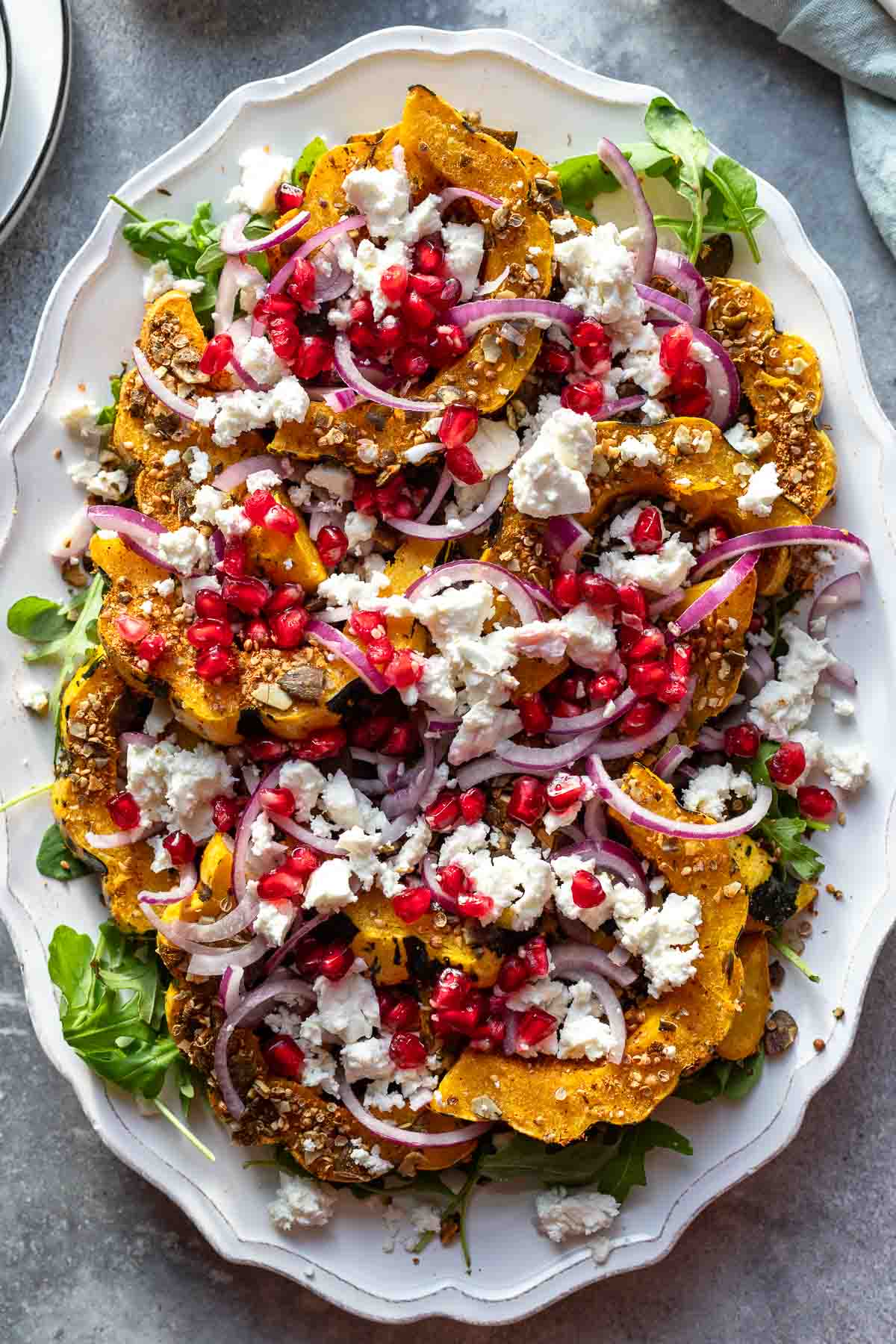 Sweet Dumpling Squash Salad with Feta and Pomegranate