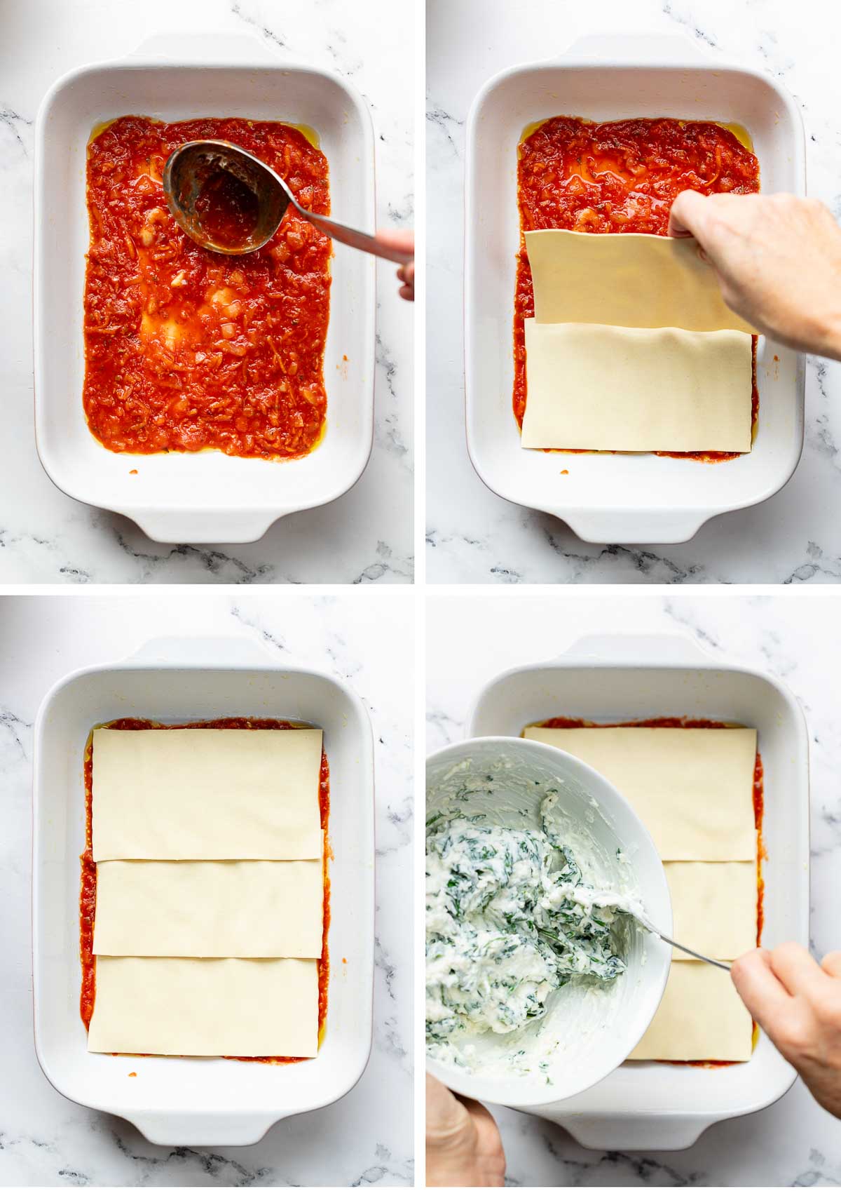 Gemüse-Lasagne Vorbereitungs-Schritte