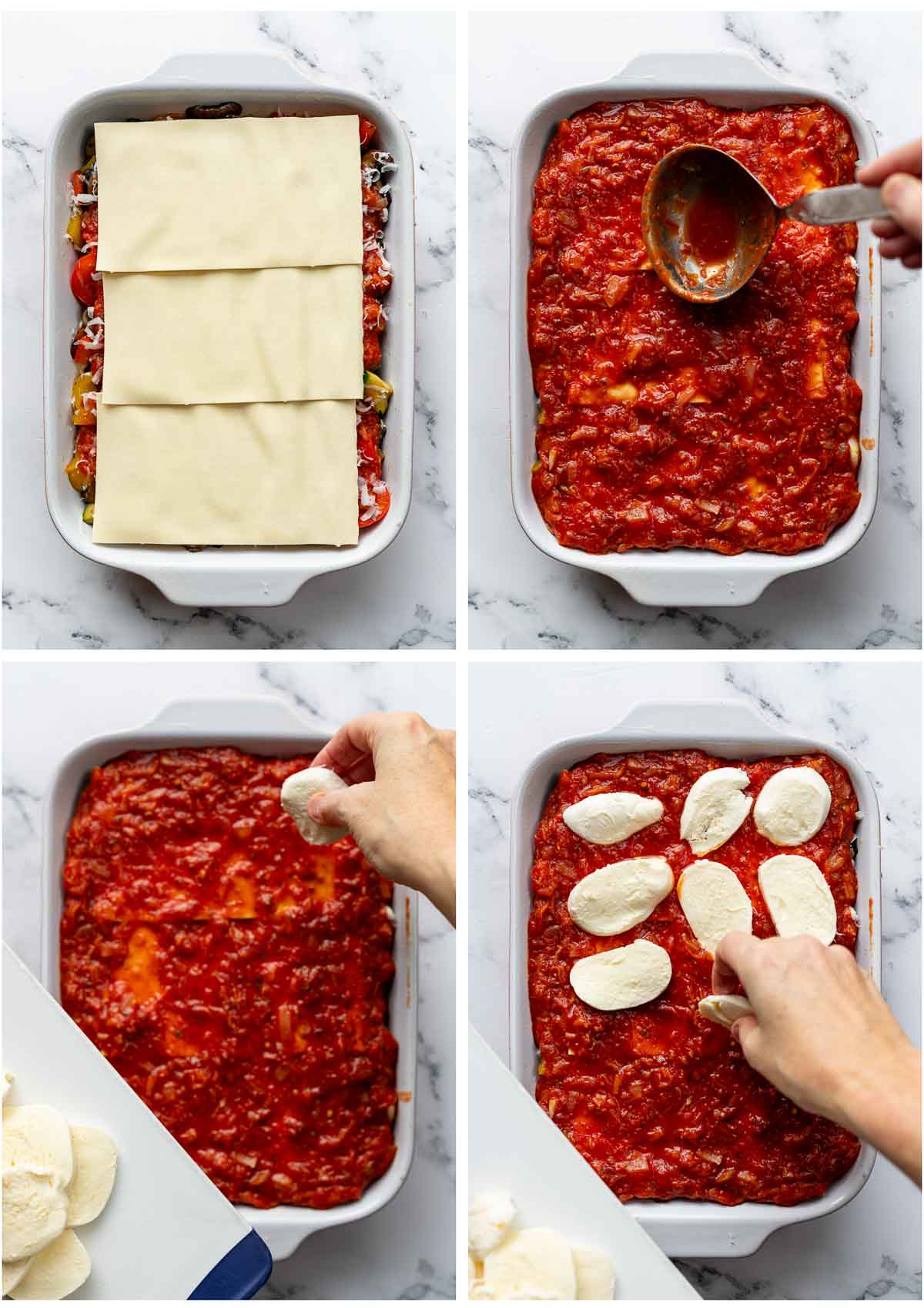 Gemüse-Lasagne Vorbereitungs-Schritte