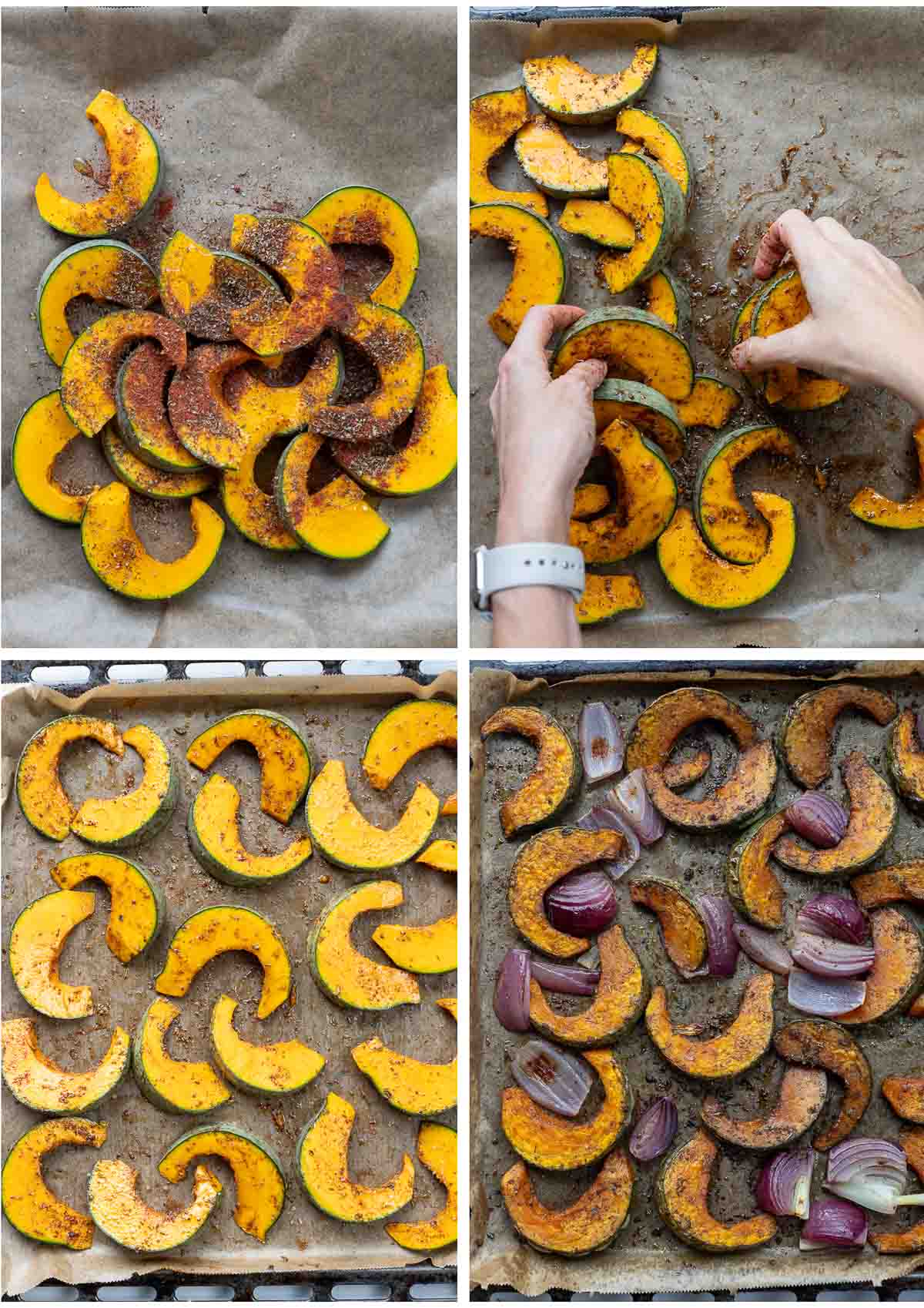 Ofen-Kürbis Vorbereiten auf Blech