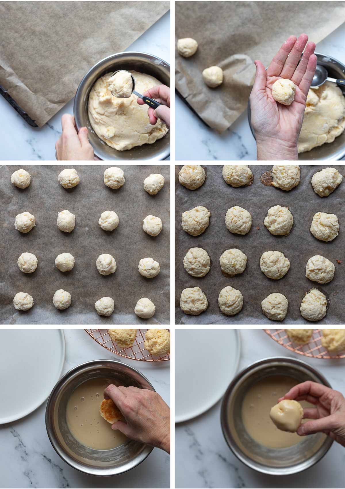 Preparing ricotta cookies for baking