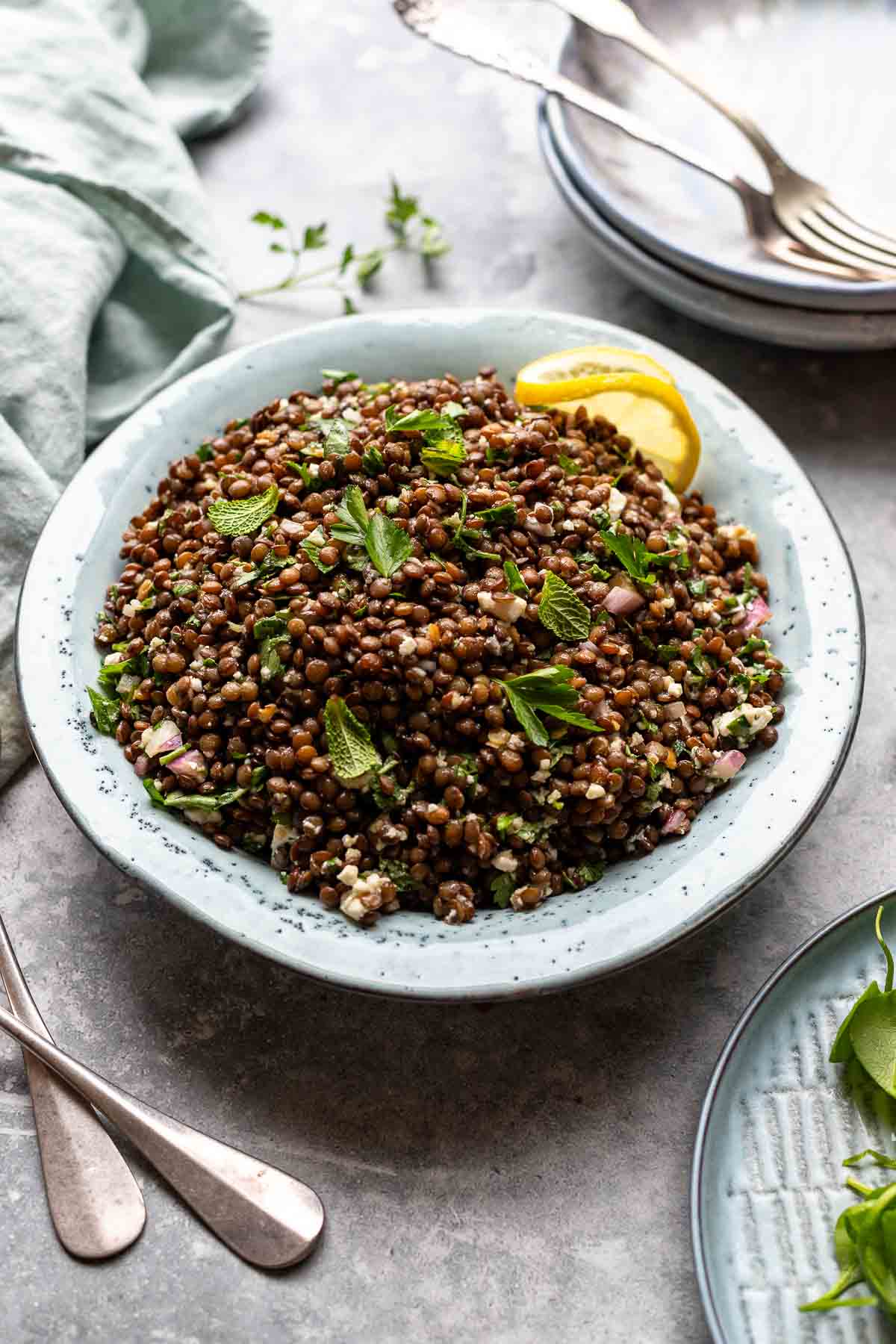 Middle Eastern Lentil Salad With Herbs And Feta