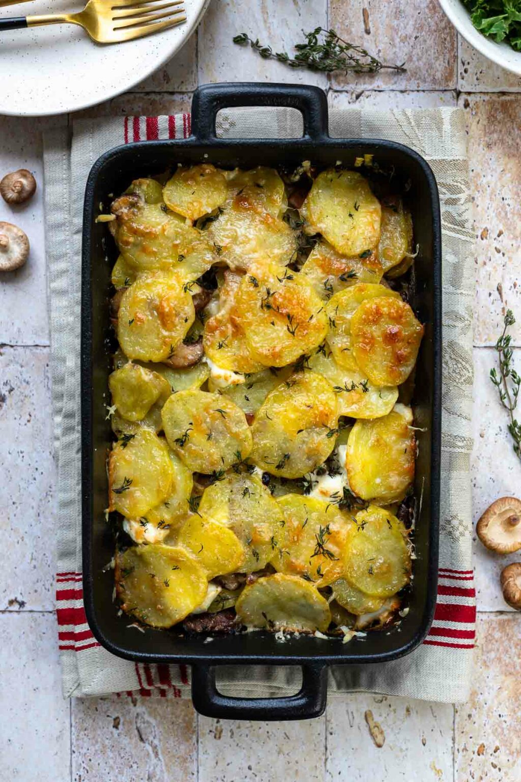 Kartoffel-Pilz-Gratin mit Ziegenkäse | Rezept | Elle Republic