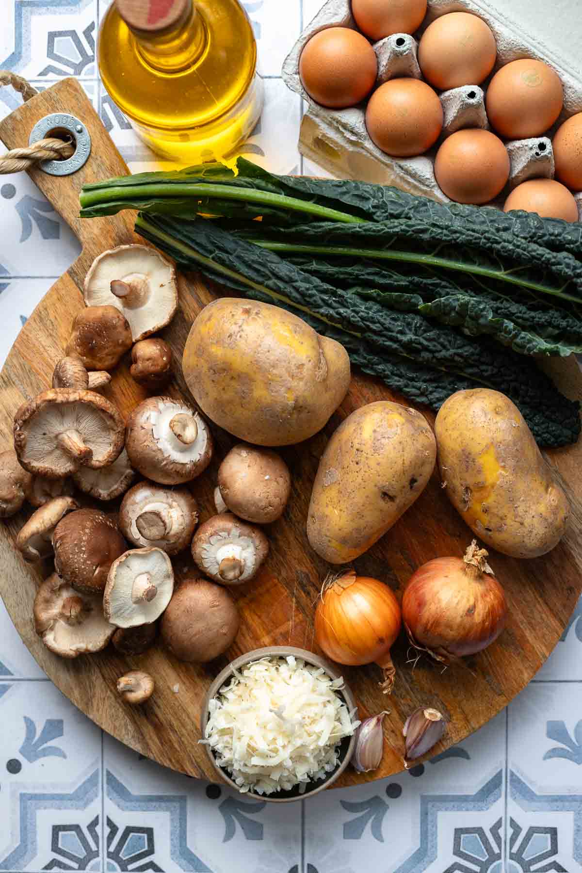 Zutaten für Pilz-Fritatta auf Spanischer Art