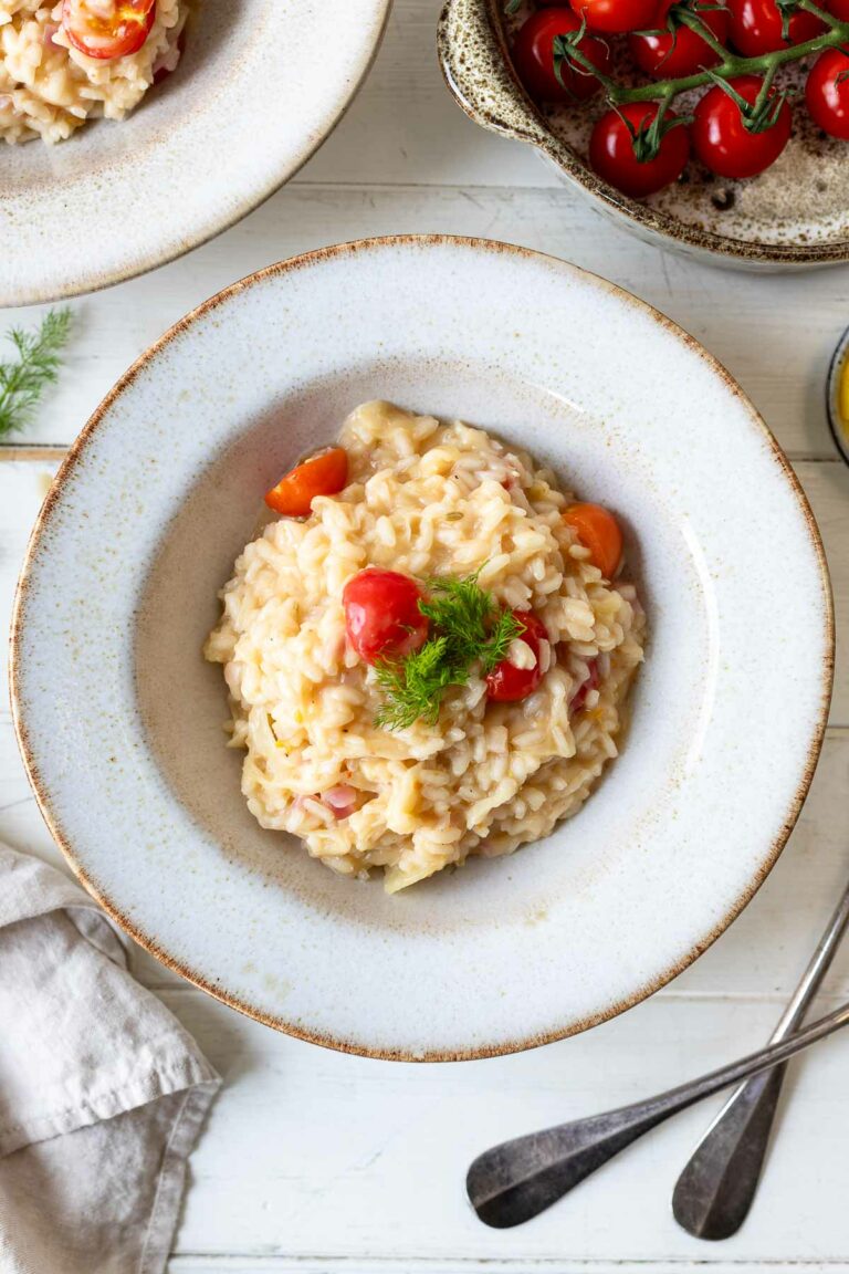 Fenchelrisotto mit Zitronen und Cherry-Tomaten