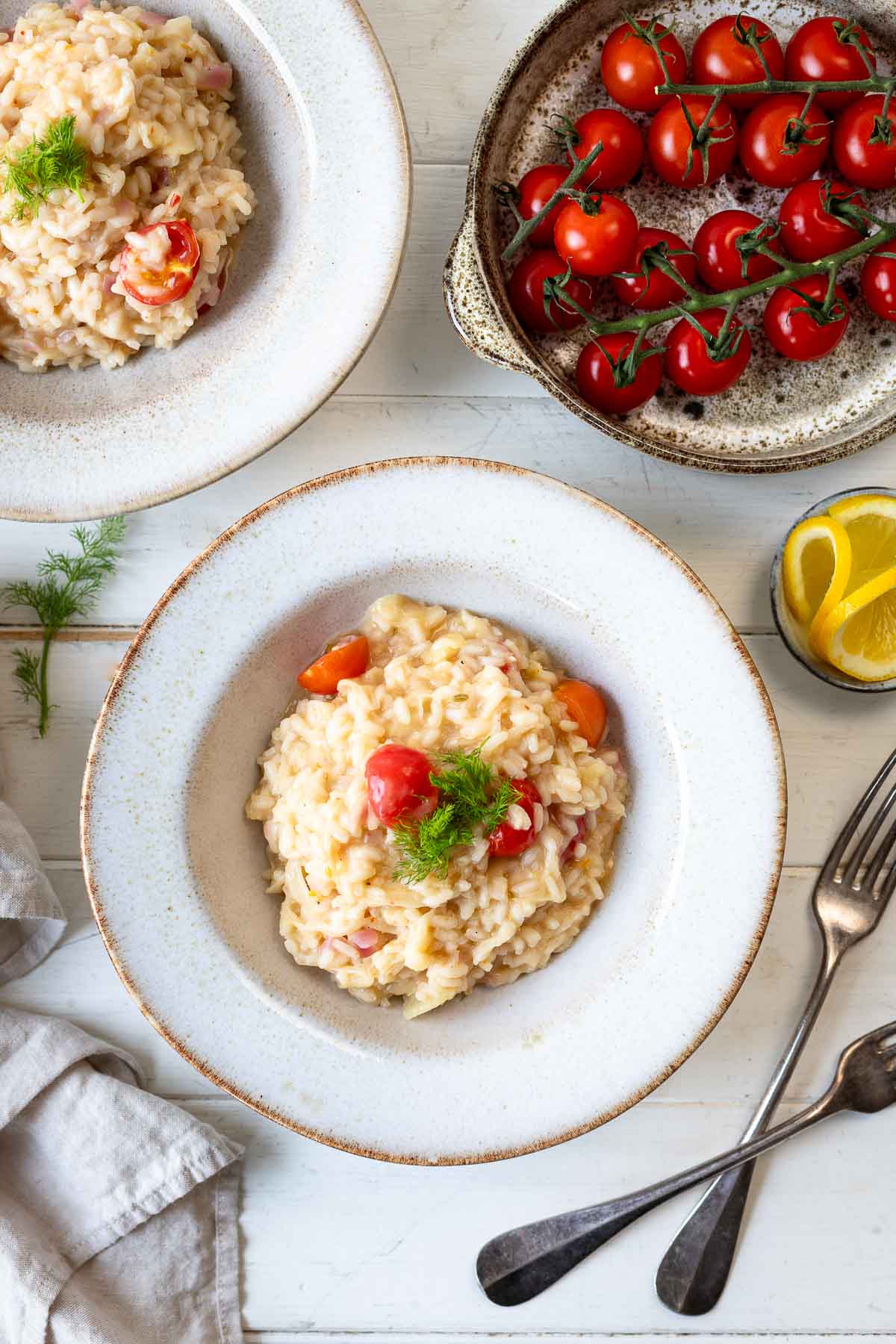 Lemon-Infused Fennel Risotto with Cherry Tomatoes
