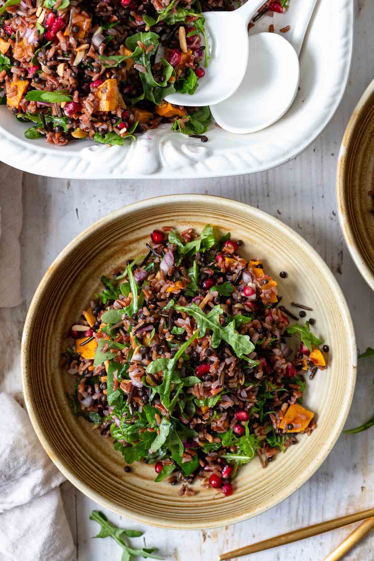 Red Camargue & Wild Rice Salad with Sweet Potatoes and Arugula