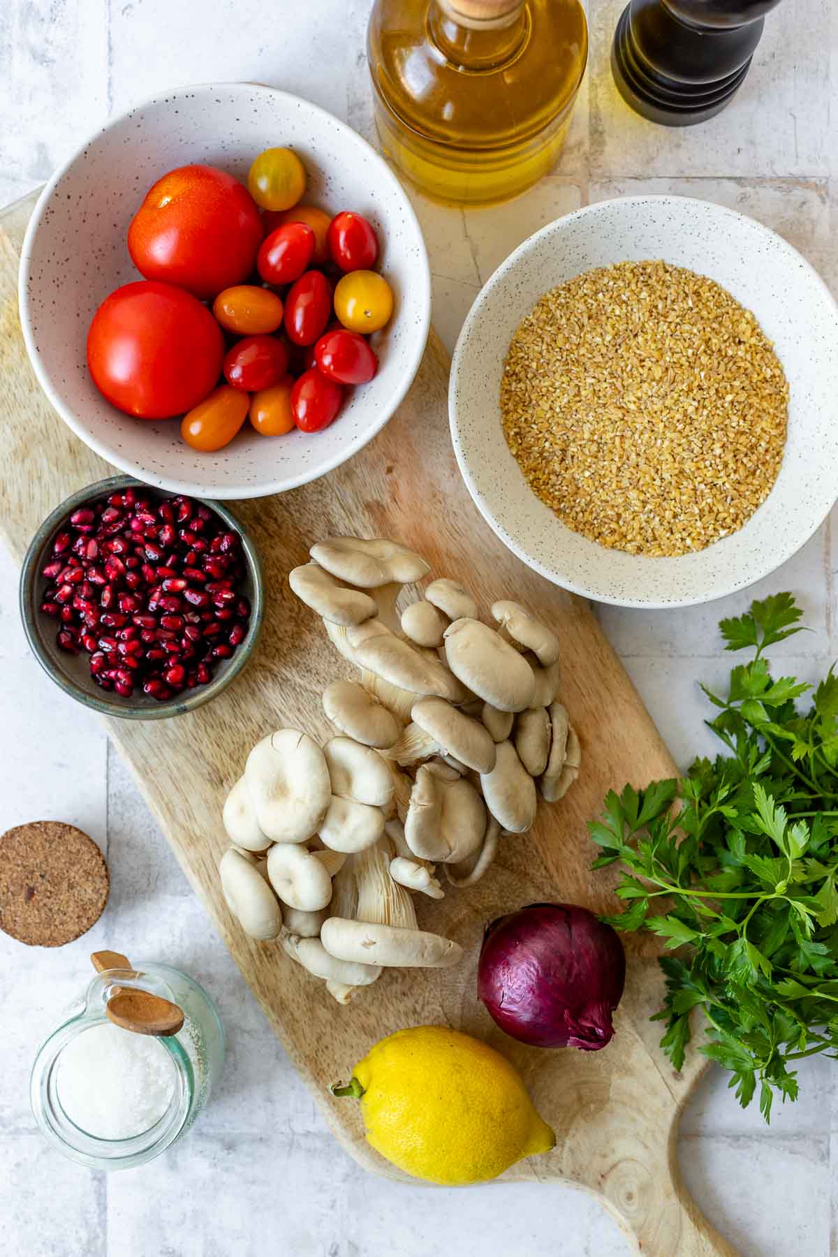 Tabouleh mit Granatapfel und Austernpilzen | Rezept | Elle Republic