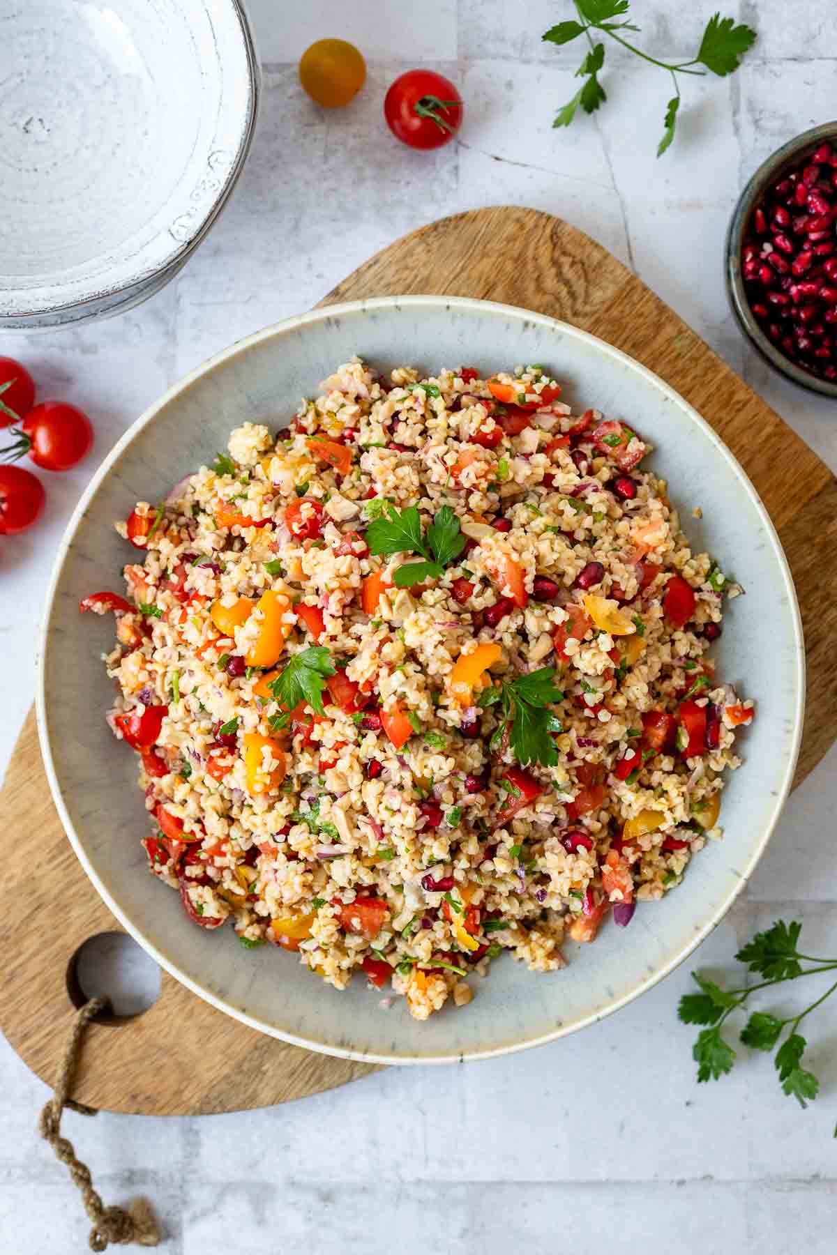 Tabouleh mit Granatapfel und Austernpilzen | Rezept | Elle Republic