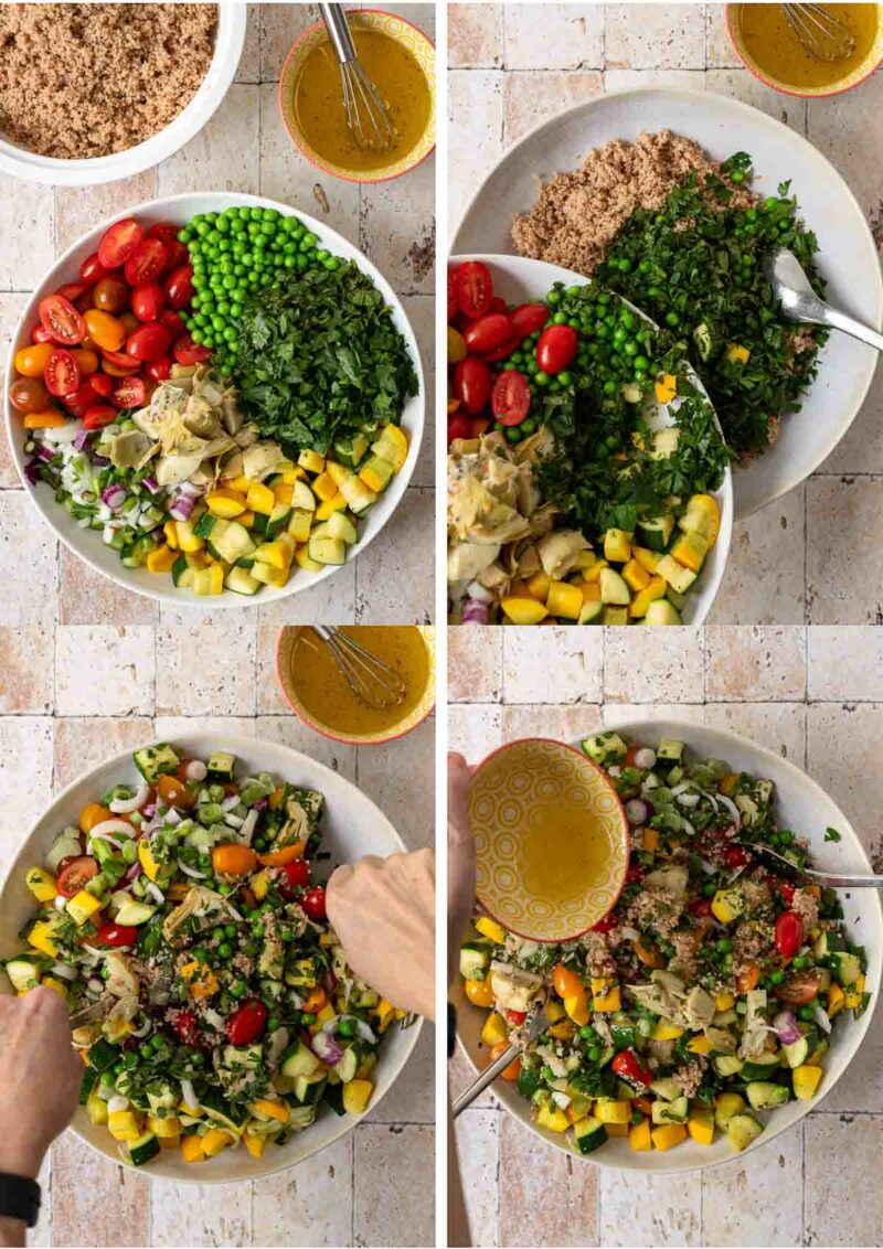 Vorbereitungs-Schritte für Salat mit Dinkel Couscous