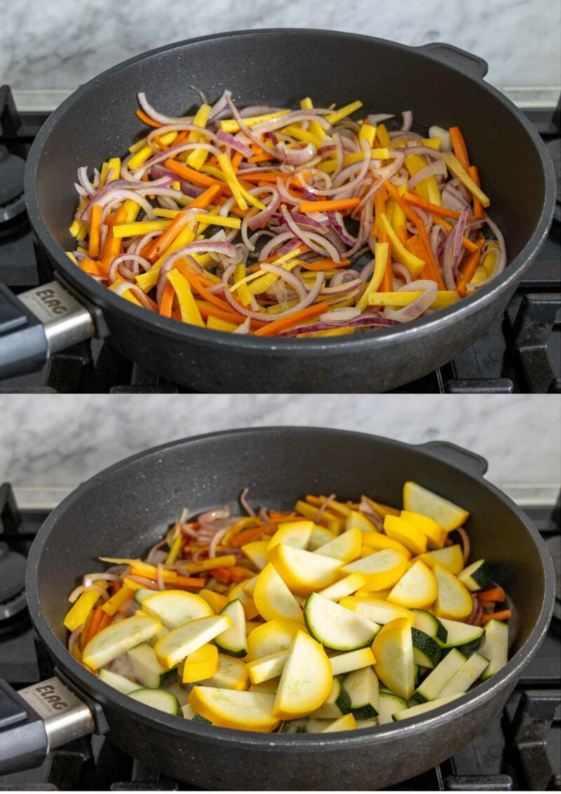 Preparing sautéed vegetables - step 1