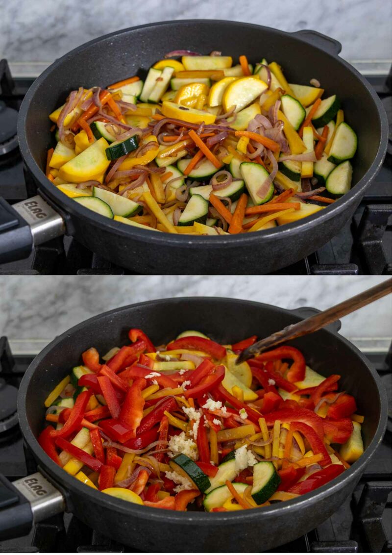 Preparing sautéed vegetables - step 2