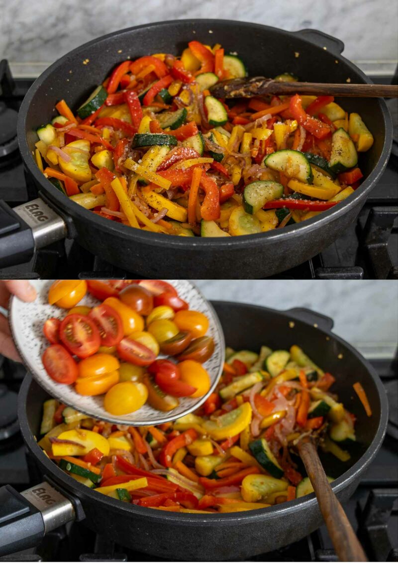 Preparing sautéed vegetables - step 3