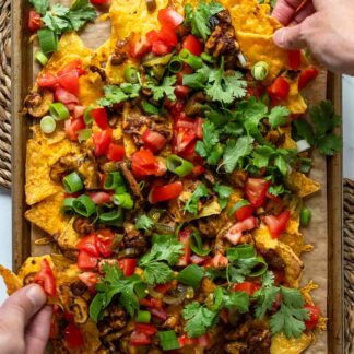 Überbackene Nachos (vegetarisch)