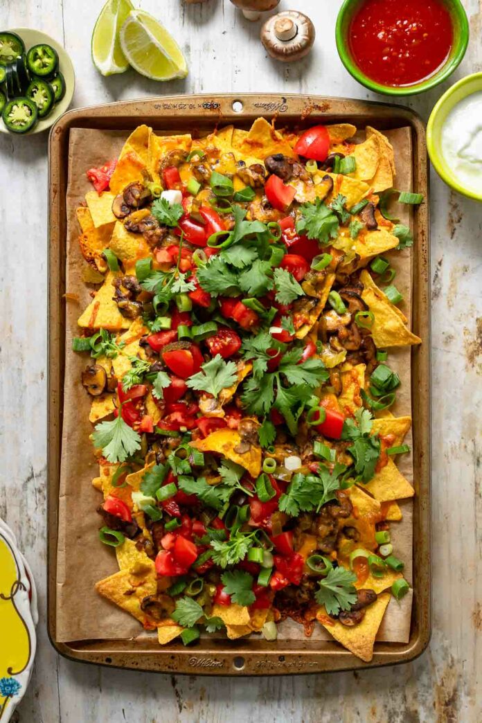 Überbackene Nachos (vegetarisch)