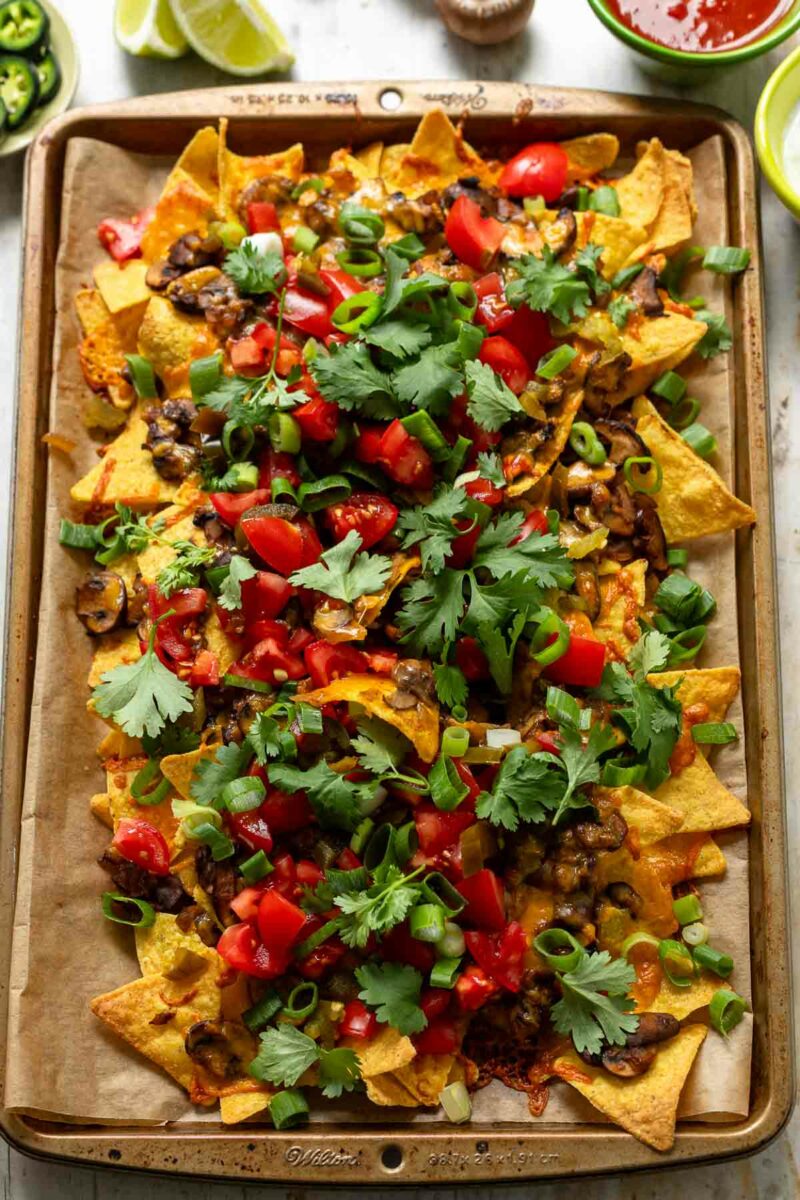 Überbackene Nachos (vegetarisch)