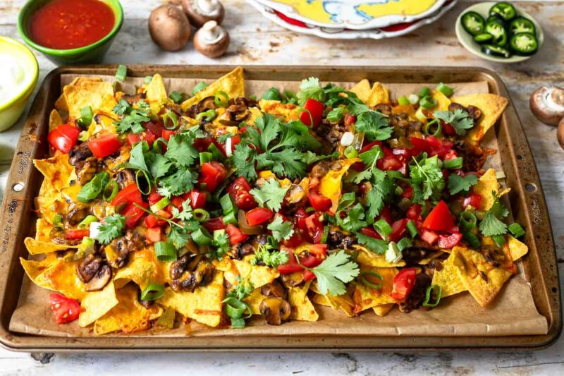 Überbackene Nachos (vegetarisch)