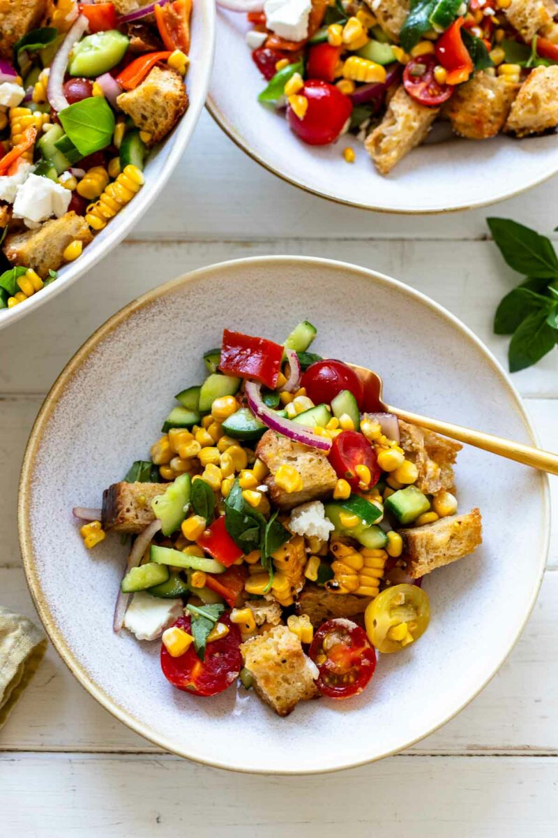 Grilled Corn Panzanella Recipe (Italian Bread Salad)