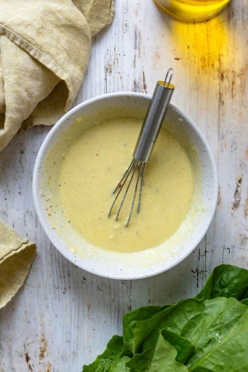 Creamy Dressing for Caesar Salad made with Yoghurt (egg-free)