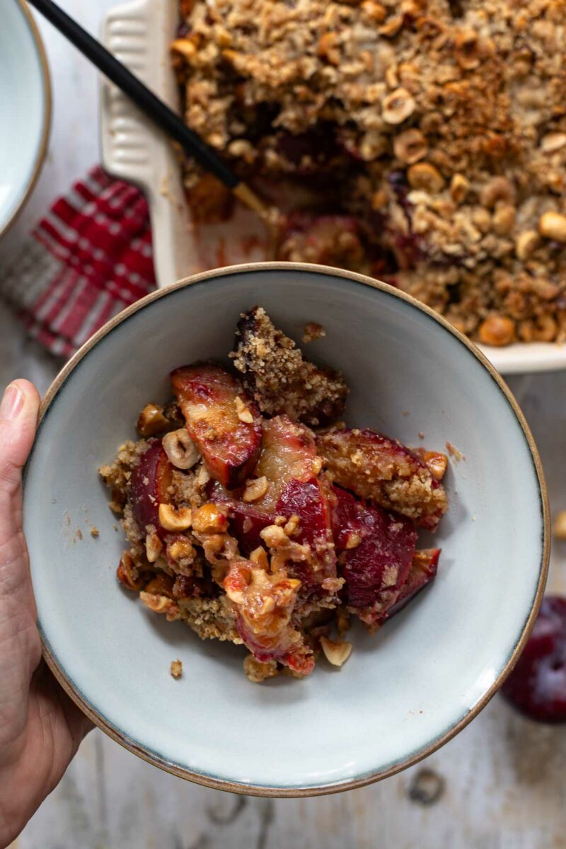 Plum Crumble with Hazelnuts