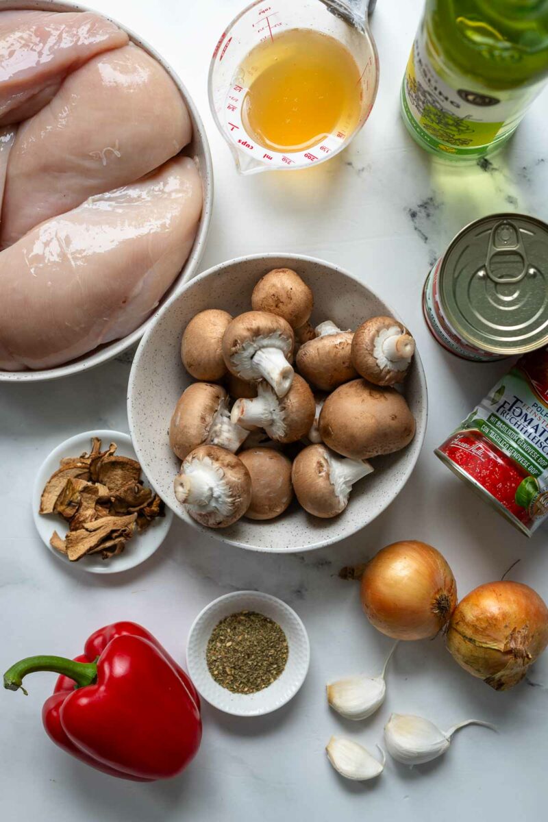 Zutaten für Pollo Cacciatore