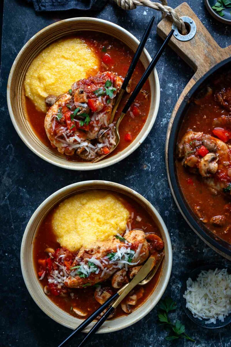 Chicken Cacciatore with Polenta