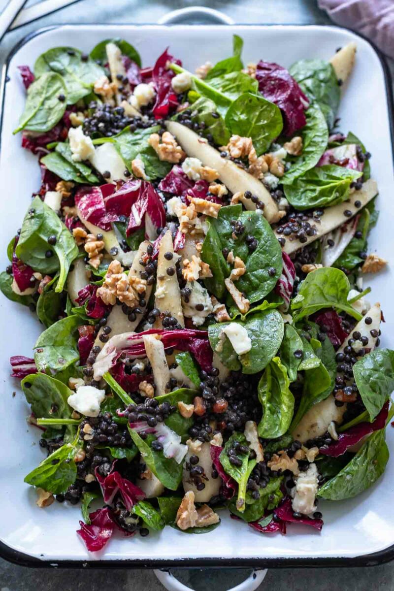 Beluga Lentil Salad with Pear and Roquefort