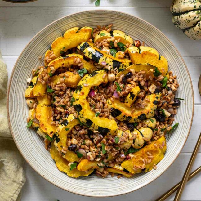 Kürbis Salat mit Sweet Dumpling und Dinkel