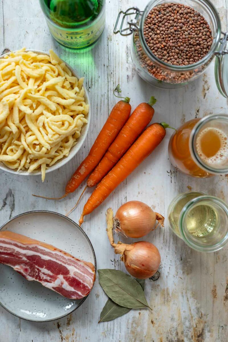 Zutaten für klassiche Linsen und Spätzle rezept