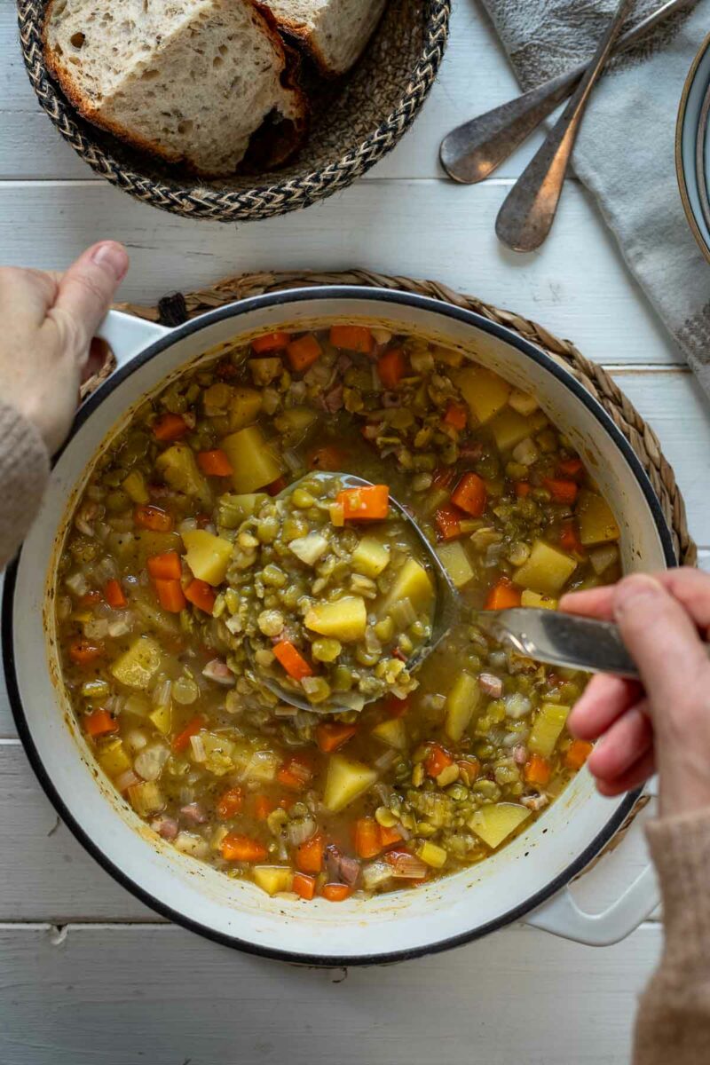 German Split Pea Soup Recipe (called Erbsensuppe, Omas Klassiker Erbseneintopf Rezept)