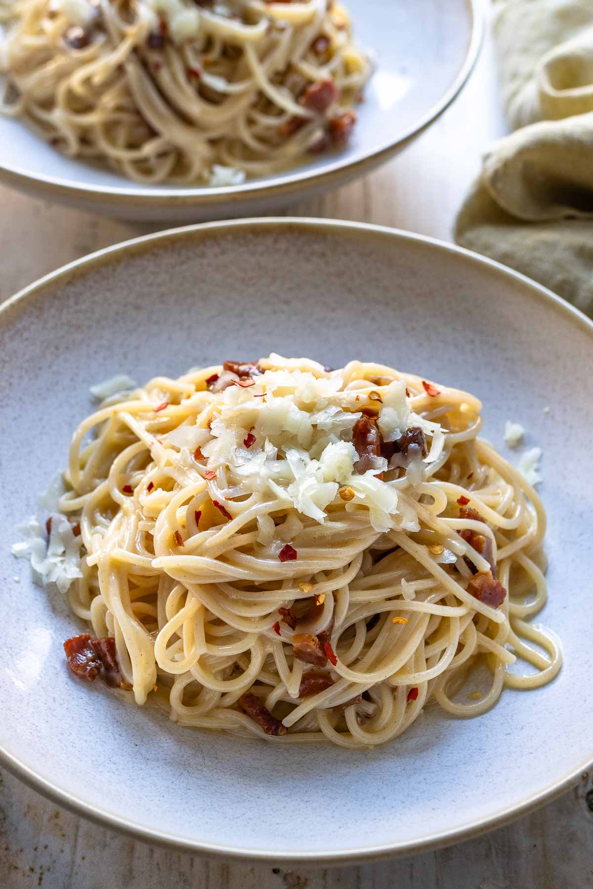 Spaghetti Carbonara Rezept Original mit Guanciale, Eiern und Pecorino