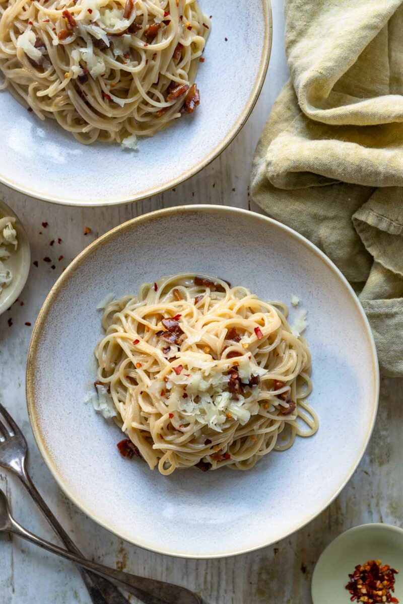 Spaghetti Carbonara Rezept Original mit Guanciale, Eiern und Pecorino