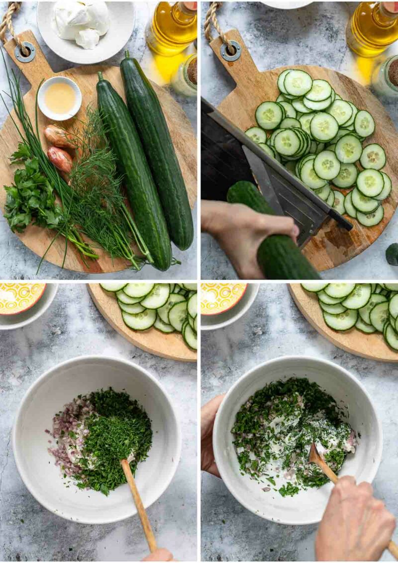 Salat zubereitungs-Schritte