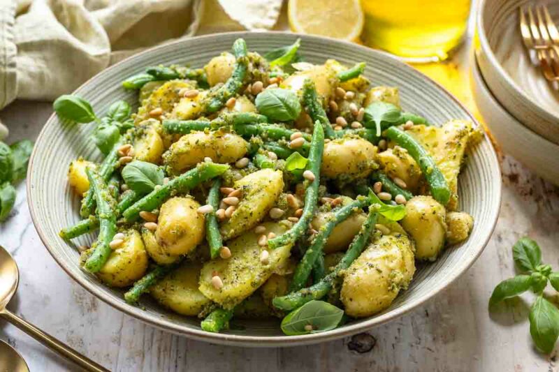 Rezept für Kartoffelsalat mit Pesto und Grünen Bohnen