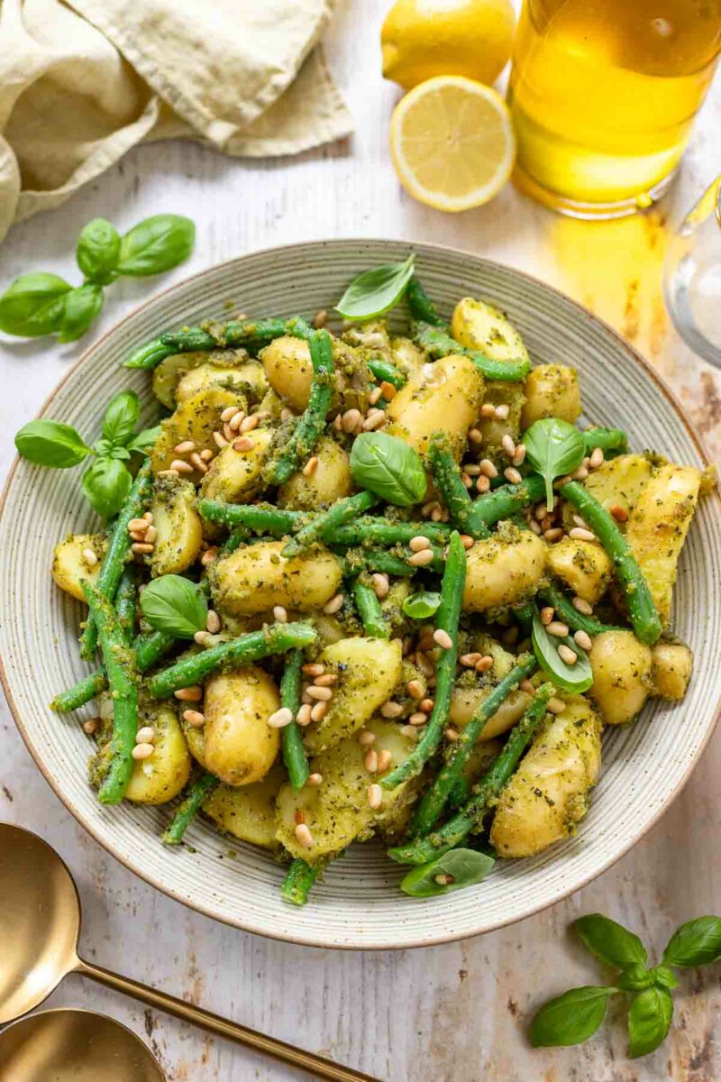 Rezept für Kartoffelsalat mit Pesto und Grünen Bohnen